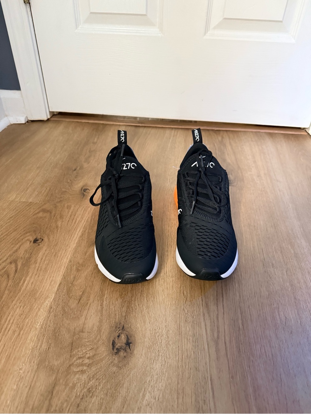 Nike Air Max 270 Men Athletic Sneakers - Black with Orange Accents